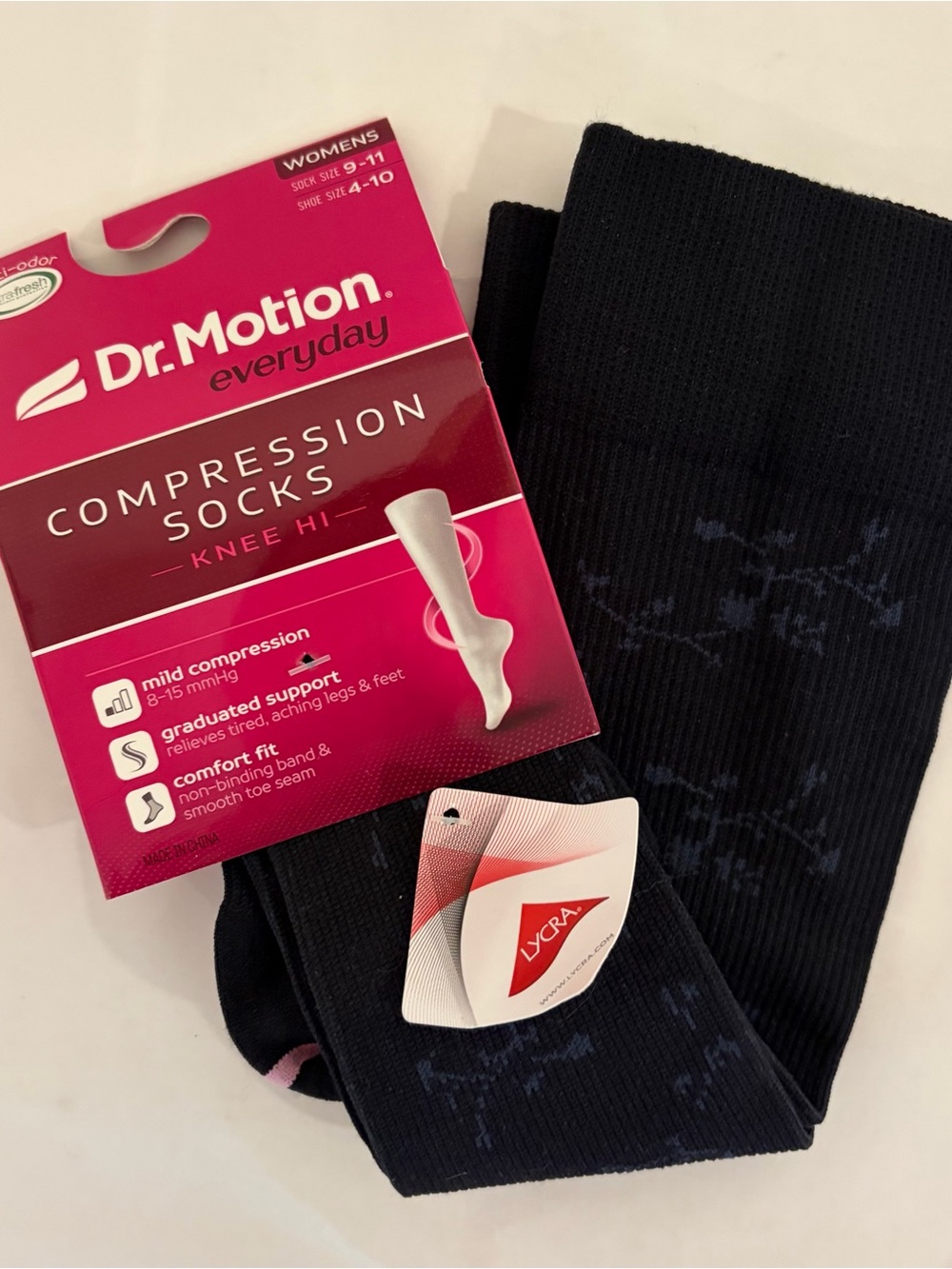 Dr. Motion Mild Compression 8-15mmHg Knee-Hi Women's Socks - 1 pair 9-11 size